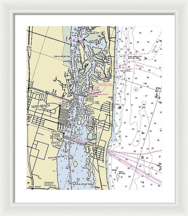 Vero Beach Florida Nautical Chart - Framed Print