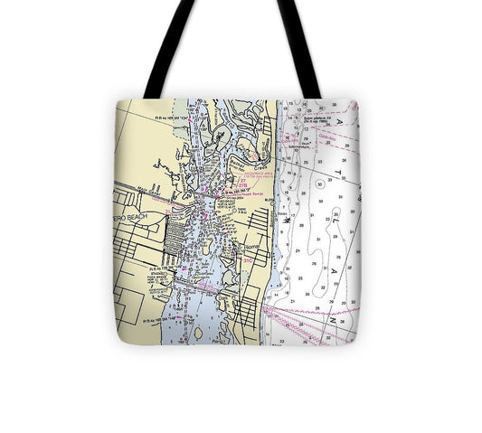 Vero Beach Florida Nautical Chart Tote Bag