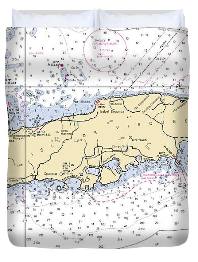 Vieques-puerto Rico Nautical Chart - Duvet Cover