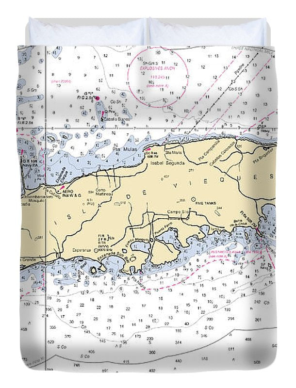 Vieques-puerto Rico Nautical Chart - Duvet Cover