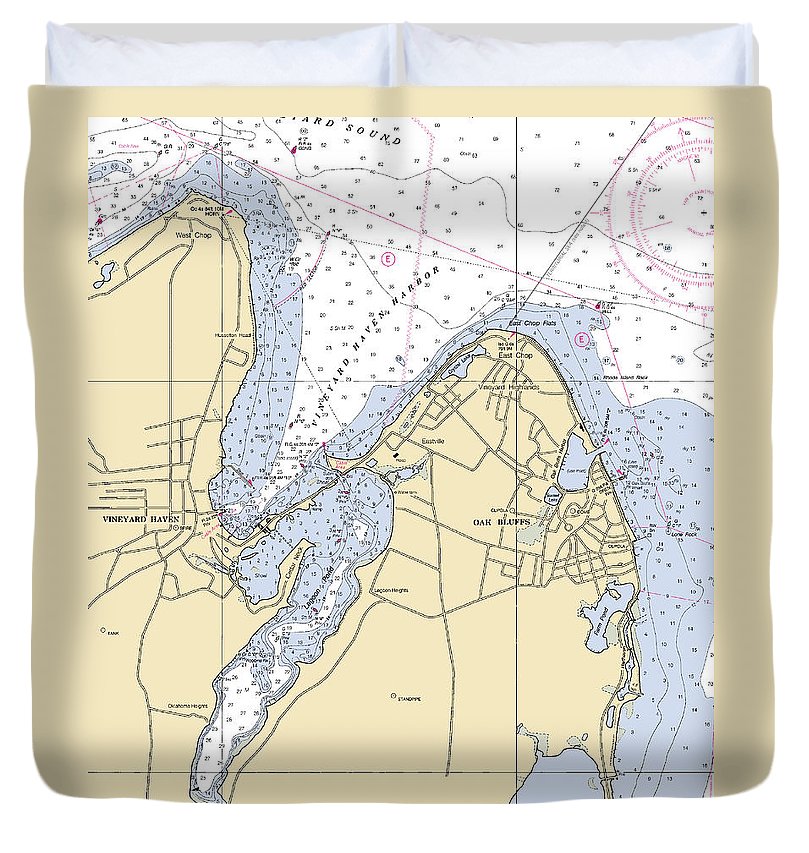 Vineyard Haven Harbor Massachusetts Nautical Chart Duvet Cover
