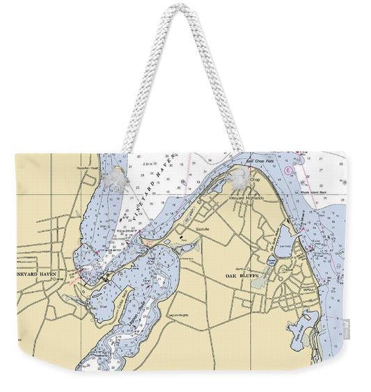 Vineyard Haven Harbor-massachusetts Nautical Chart - Weekender Tote Bag