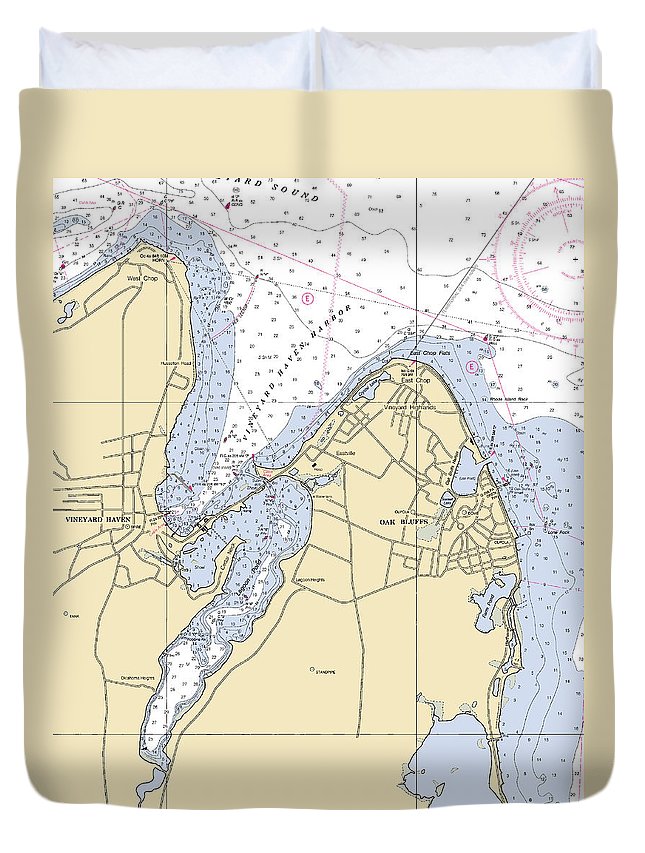 Vineyard Haven Harbor-massachusetts Nautical Chart - Duvet Cover