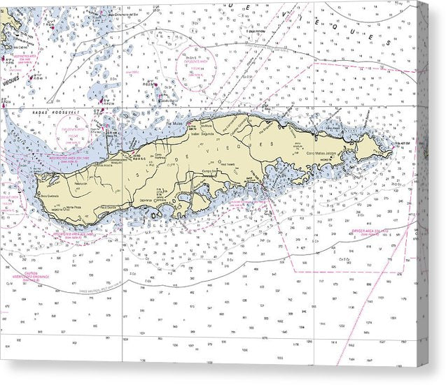 Virgin Gorda Virgin Islands Nautical Chart Canvas Print
