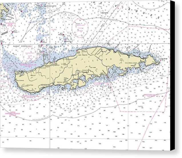 Virgin Gorda Virgin Islands Nautical Chart - Canvas Print