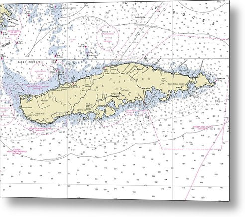 A beuatiful Metal Print of the Virgin Gorda Virgin Islands Nautical Chart - Metal Print by SeaKoast.  100% Guarenteed!