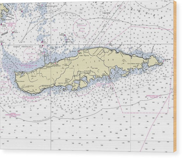 Virgin Gorda Virgin Islands Nautical Chart Wood Print