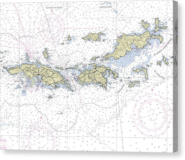 Virgin Islands Nautical Chart Canvas Print