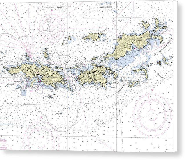 Virgin Islands Nautical Chart - Canvas Print