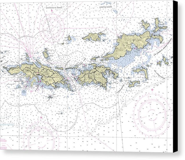 Virgin Islands Nautical Chart - Canvas Print
