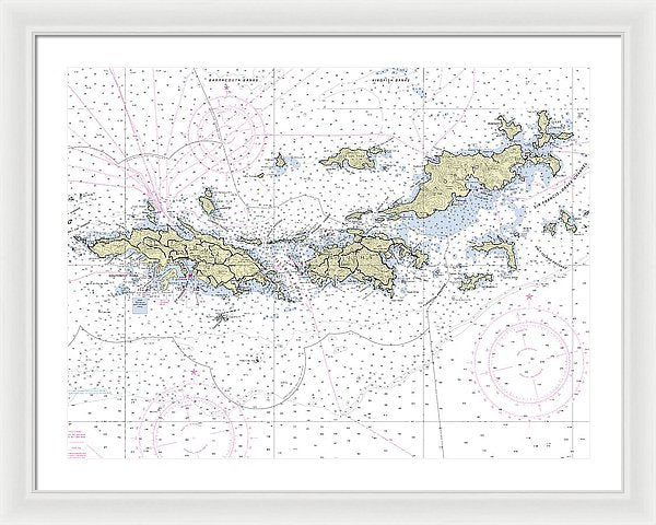 Virgin Islands Nautical Chart - Framed Print