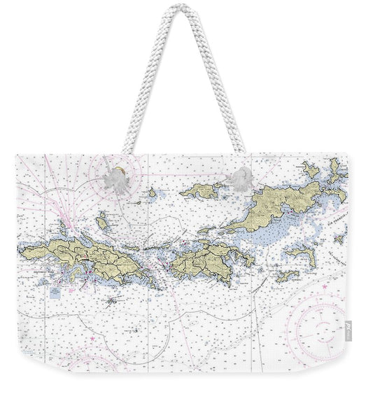 Virgin Islands Nautical Chart - Weekender Tote Bag