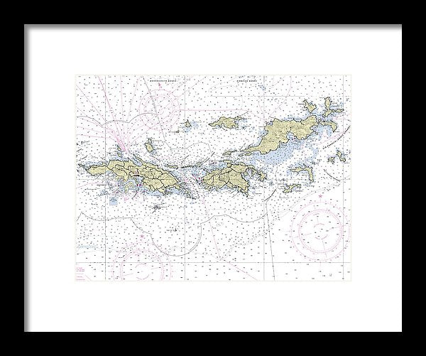 Virgin Islands Nautical Chart - Framed Print