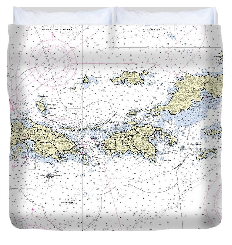 Virgin Islands Nautical Chart Duvet Cover