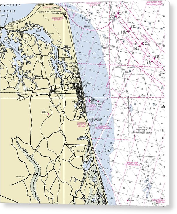Virginia Beach Virginia Nautical Chart - Canvas Print