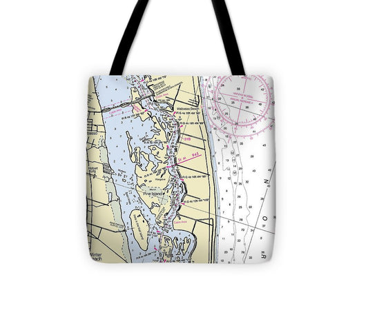 Wabasso Beach Florida Nautical Chart Tote Bag