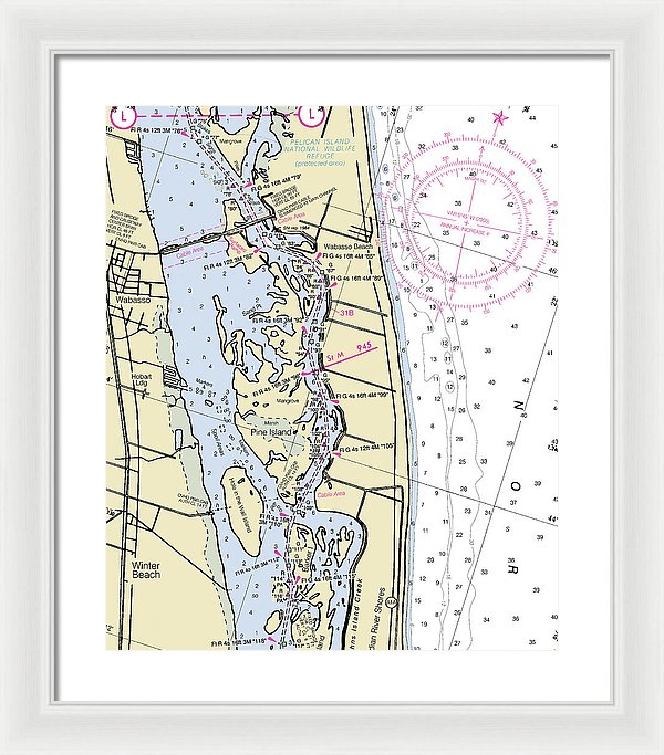 Wabasso Beach Florida Nautical Chart - Framed Print
