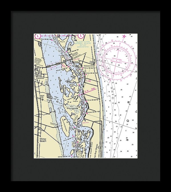 Wabasso Beach Florida Nautical Chart - Framed Print