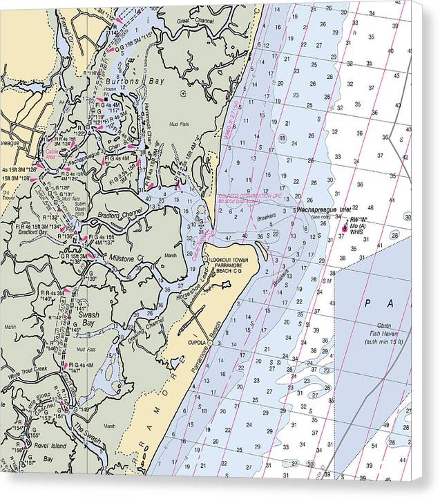 Wachapreague Inlet-virginia Nautical Chart - Canvas Print