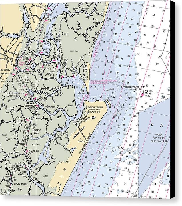 Wachapreague Inlet-virginia Nautical Chart - Canvas Print