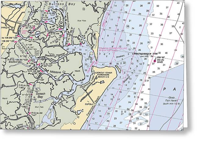 Wachapreague Inlet-virginia Nautical Chart - Greeting Card