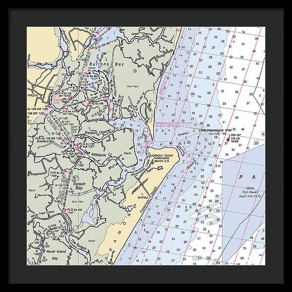 Wachapreague Inlet-virginia Nautical Chart - Framed Print