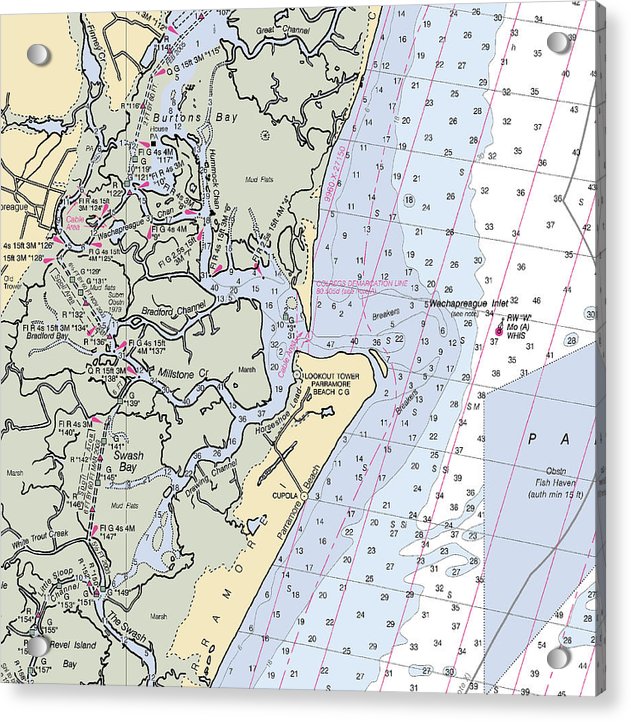 Wachapreague Inlet-virginia Nautical Chart - Acrylic Print