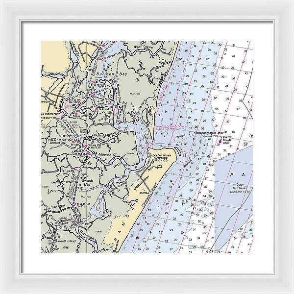 Wachapreague Inlet-virginia Nautical Chart - Framed Print