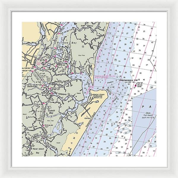 Wachapreague Inlet-virginia Nautical Chart - Framed Print