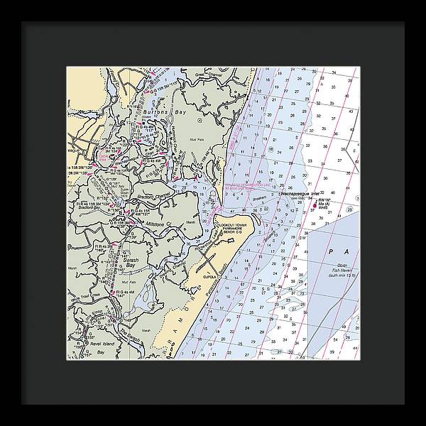 Wachapreague Inlet-virginia Nautical Chart - Framed Print