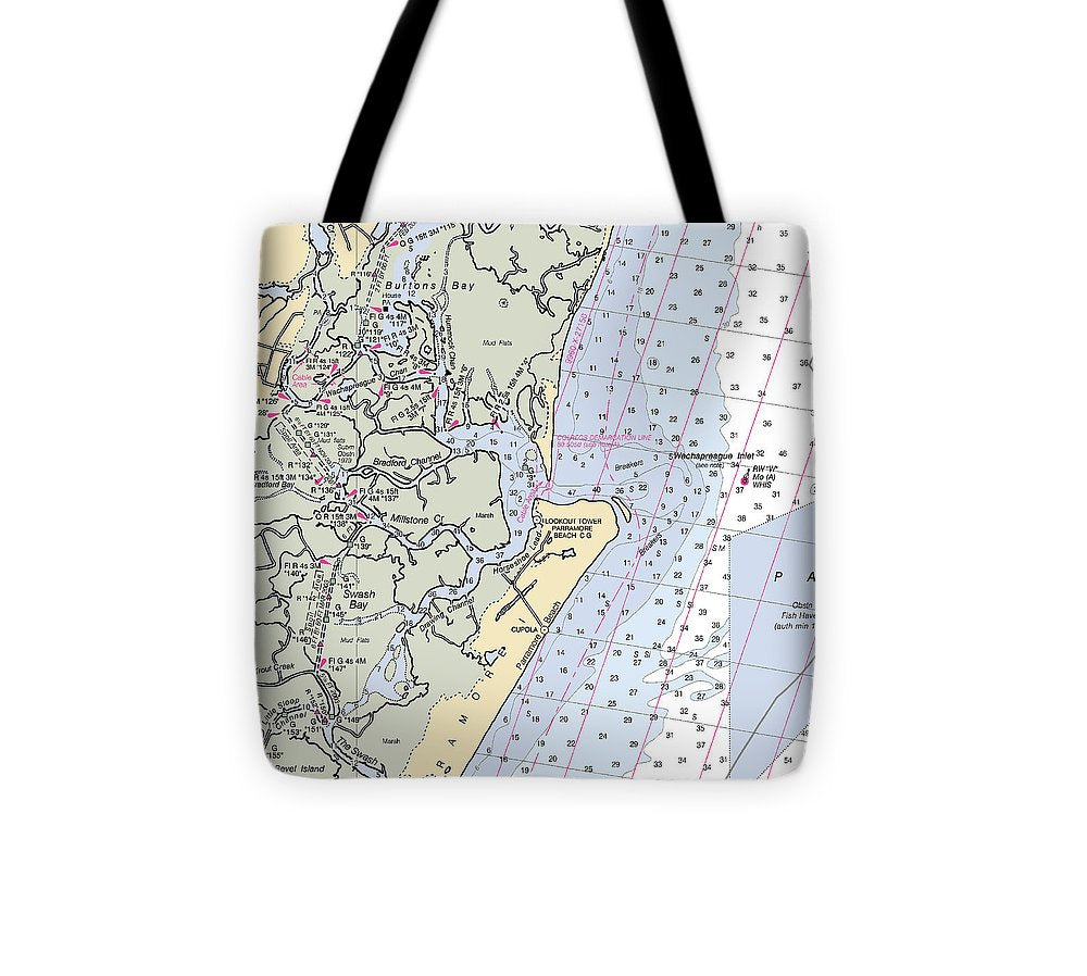 Wachapreague Inlet Virginia Nautical Chart Tote Bag