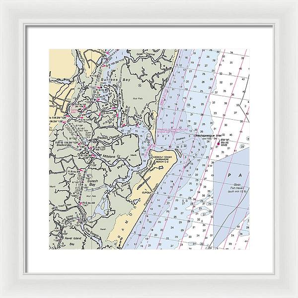 Wachapreague Inlet-virginia Nautical Chart - Framed Print