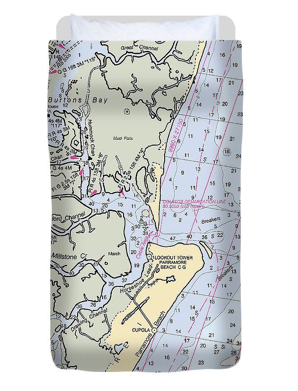 Wachapreague Inlet-virginia Nautical Chart - Duvet Cover