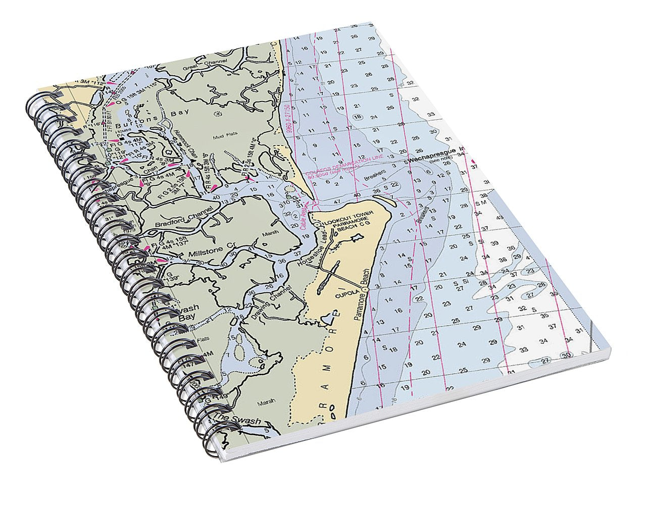 Wachapreague Inlet-virginia Nautical Chart - Spiral Notebook