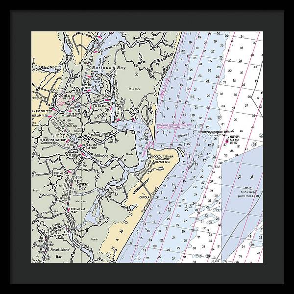 Wachapreague Inlet-virginia Nautical Chart - Framed Print