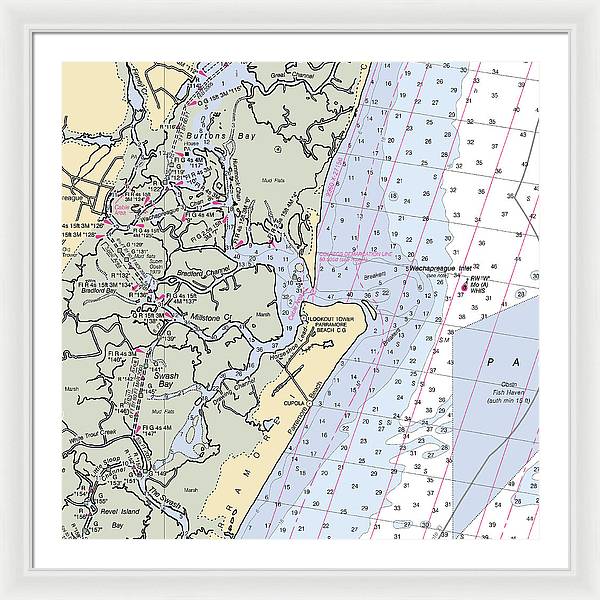 Wachapreague Inlet-virginia Nautical Chart - Framed Print