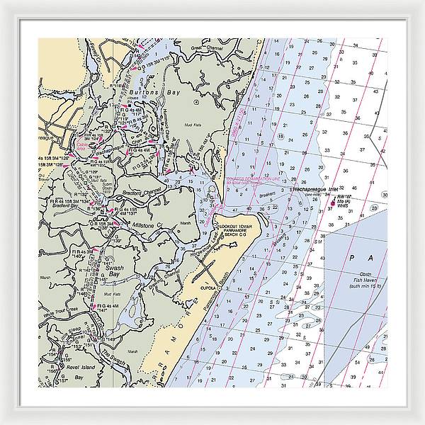 Wachapreague Inlet-virginia Nautical Chart - Framed Print