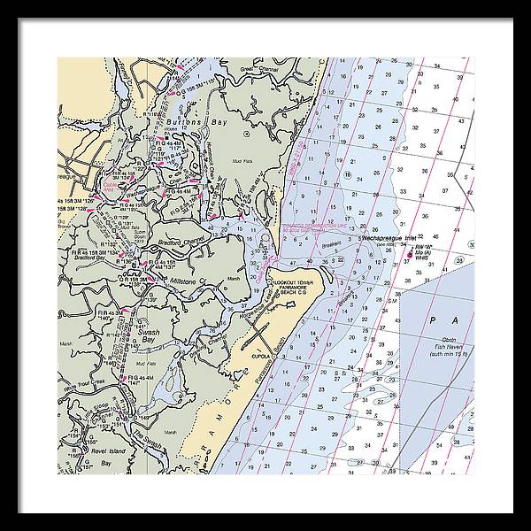 Wachapreague Inlet-virginia Nautical Chart - Framed Print