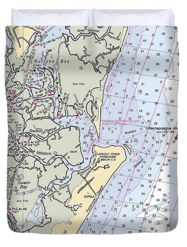 Wachapreague Inlet-virginia Nautical Chart - Duvet Cover