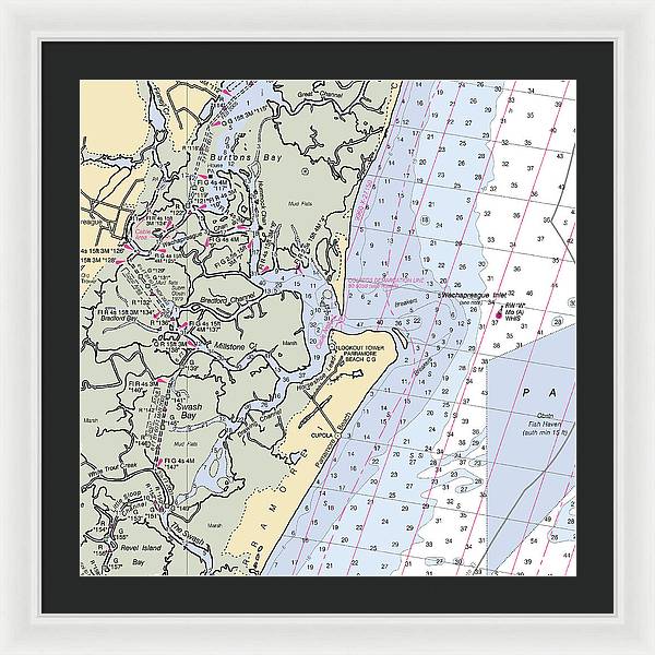 Wachapreague Inlet-virginia Nautical Chart - Framed Print