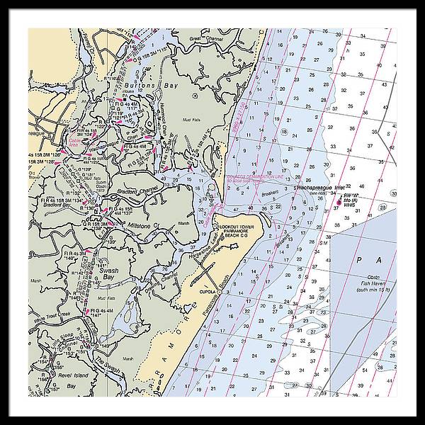 Wachapreague Inlet-virginia Nautical Chart - Framed Print