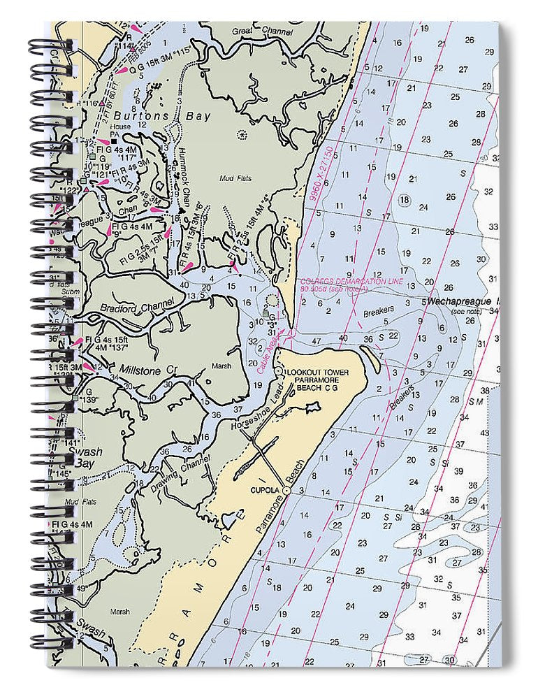 Wachapreague Inlet Virginia Nautical Chart Spiral Notebook