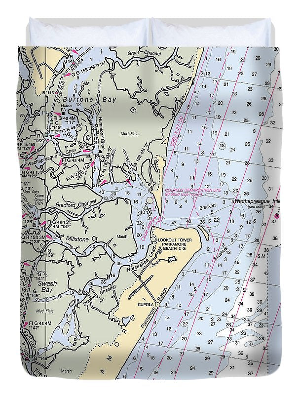 Wachapreague Inlet-virginia Nautical Chart - Duvet Cover