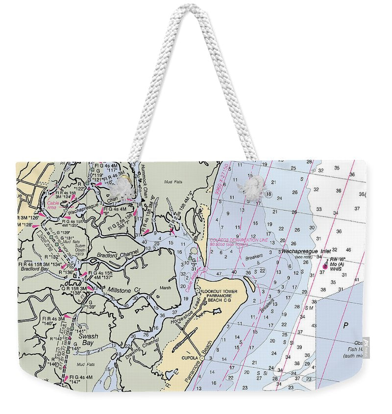 Wachapreague Inlet-virginia Nautical Chart - Weekender Tote Bag