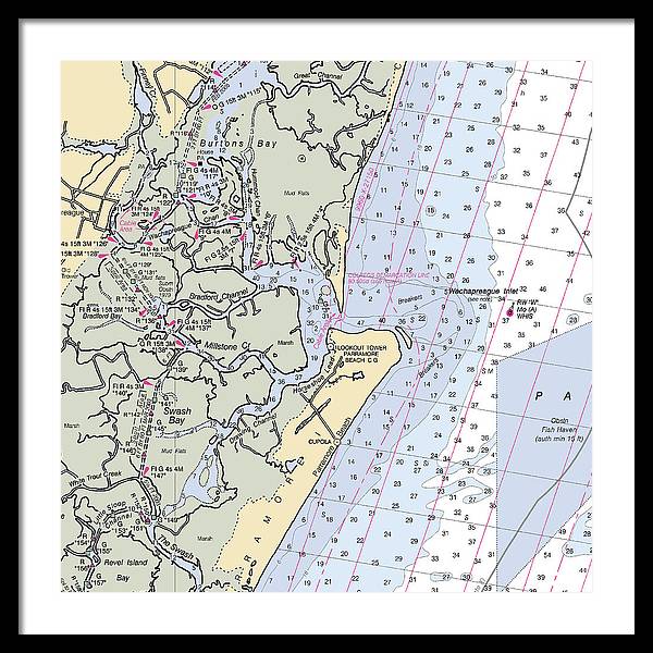 Wachapreague Inlet-virginia Nautical Chart - Framed Print