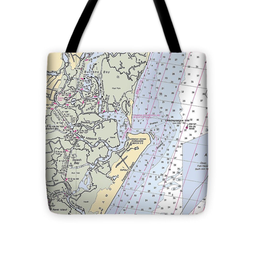 Wachapreague Inlet-virginia Nautical Chart - Tote Bag