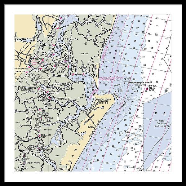 Wachapreague Inlet-virginia Nautical Chart - Framed Print