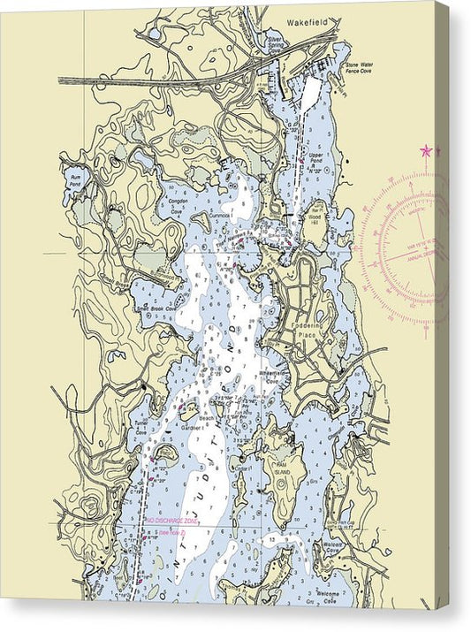 Wakefield Rhode Island Nautical Chart Canvas Print