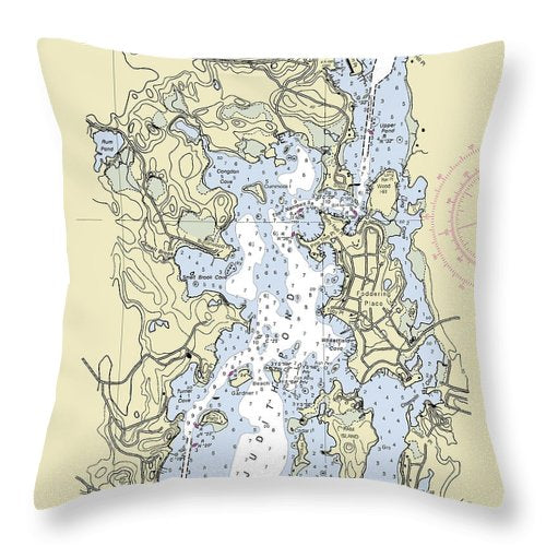 Wakefield Rhode Island Nautical Chart - Throw Pillow