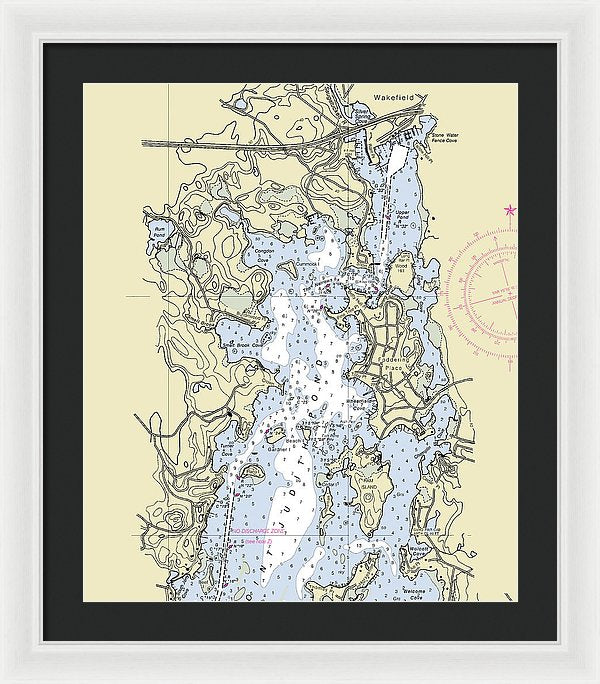 Wakefield Rhode Island Nautical Chart - Framed Print